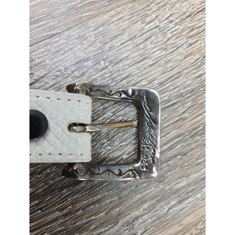 Tom Taylor Belt Genuine Snake Sterling Silver 925 Made in USA Size 38 White